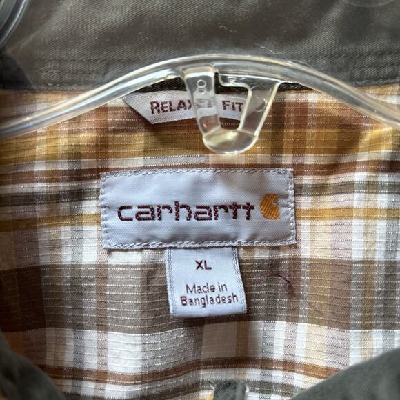 Carhartt Mens SZ XL Rugged Flex Fit Short Sleeve Outdoor Plaid Work Shirt - Picture 3 of 9